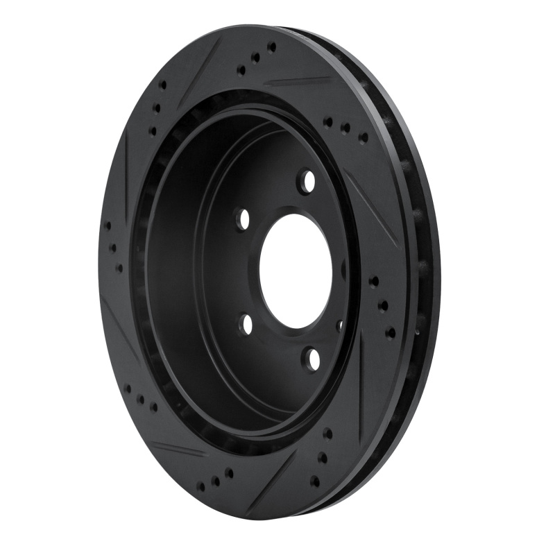 Cadillac STS Brake Rotor (1) - Rear Right - R1 Concepts - Drilled & Slotted - Black - `03-`11